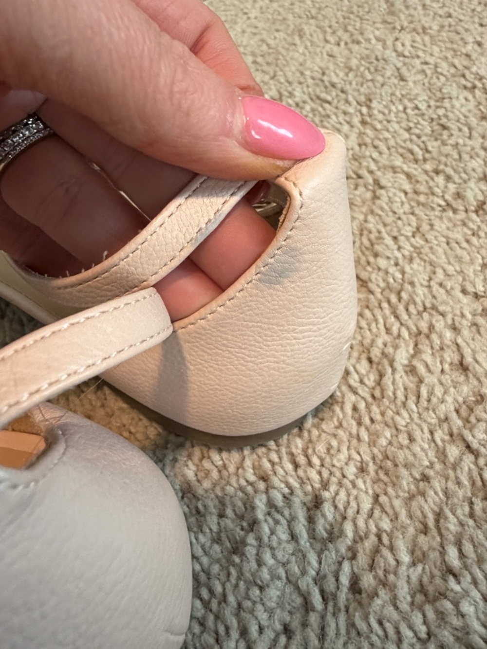 Old Navy Women's Pink Laser-Cut Scalloped Pointed Ankle-Strap Flats Size 7 - Picture 6 of 9